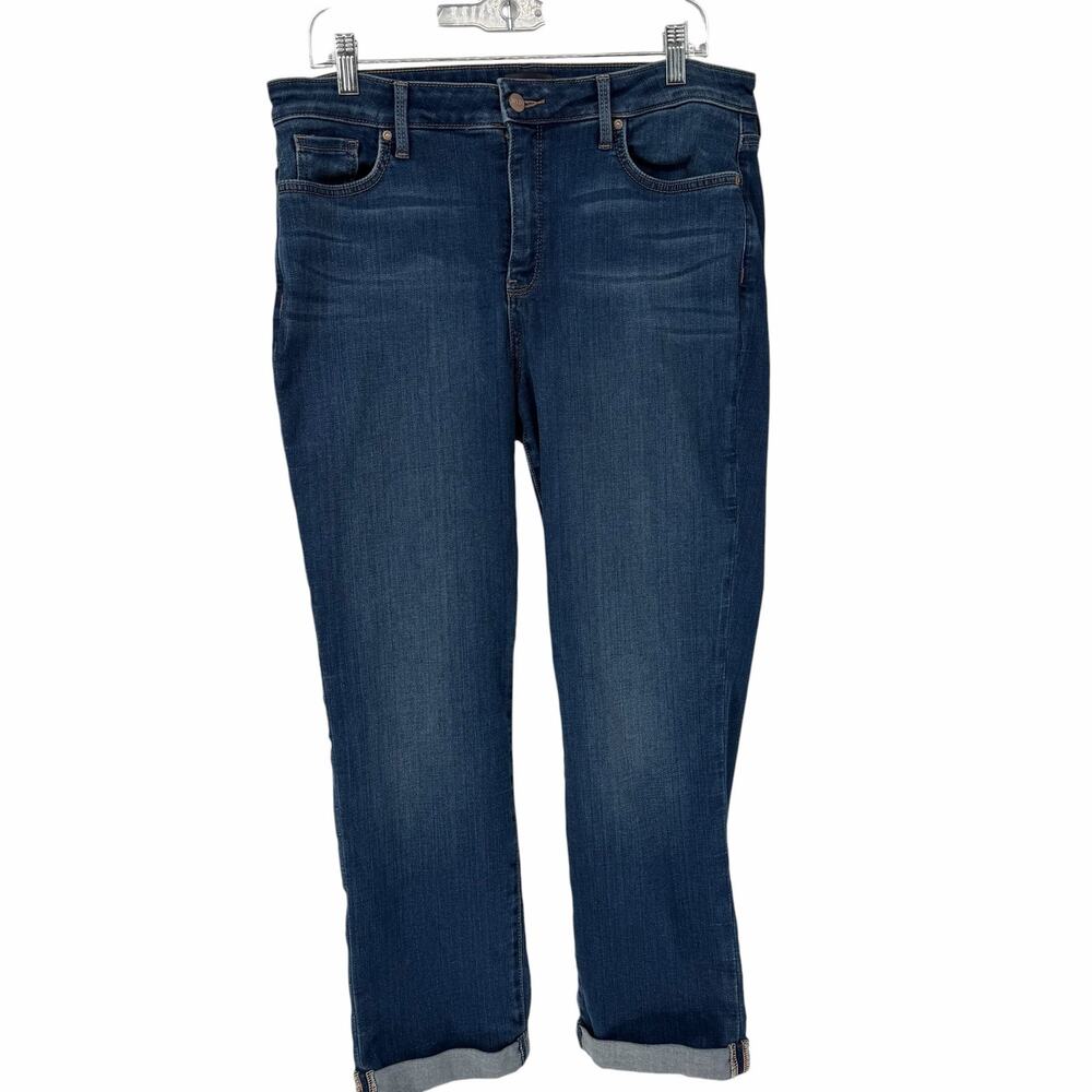 NYDJ Sheri Slim Medium Wash Rolled Hem Ankle Jeans Size 12